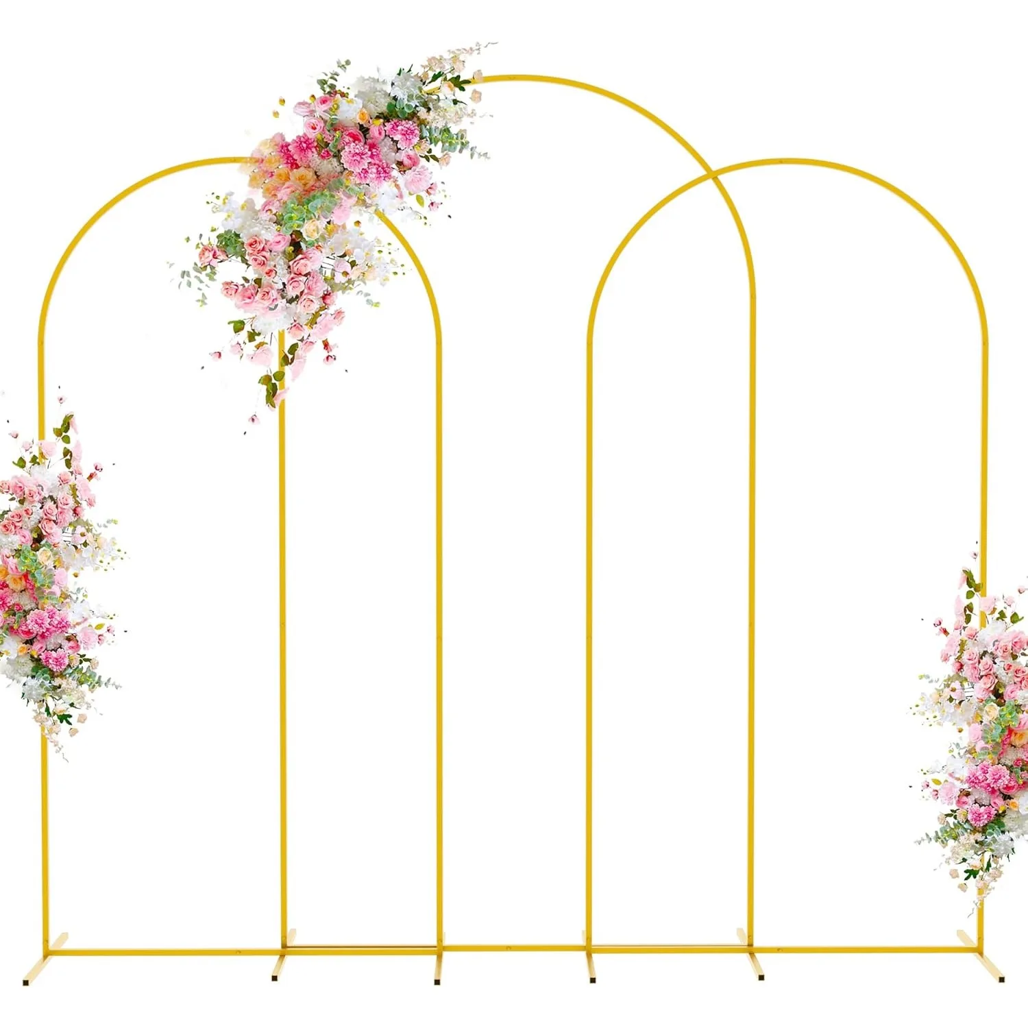 Wedding Arch Backdrop Stand (7.2FT,6.6FT,6.6FT) Set of 3 Metal Wedding Arch Stand for Birthday Party Wedding Ceremony