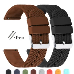 Silicone Watchband Strap 18mm 20mm 22mm 24mm Quick Replace Bracelet for Huawei Watch Gt2/Gt3 Waterproof Rubber Smart Watch Belt