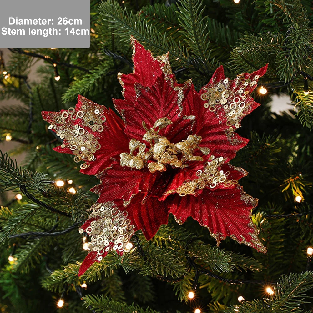 26CM Christmas Flowers DIY Flower Arrangement Festive Venue Crafted From Cloth Festive Touch Joyful Atmosphere