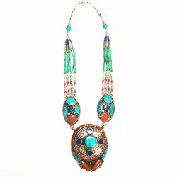 Tibetan Ethnic BOHO Vintage Necklace Copper Inlaid Multi Statements TNL189