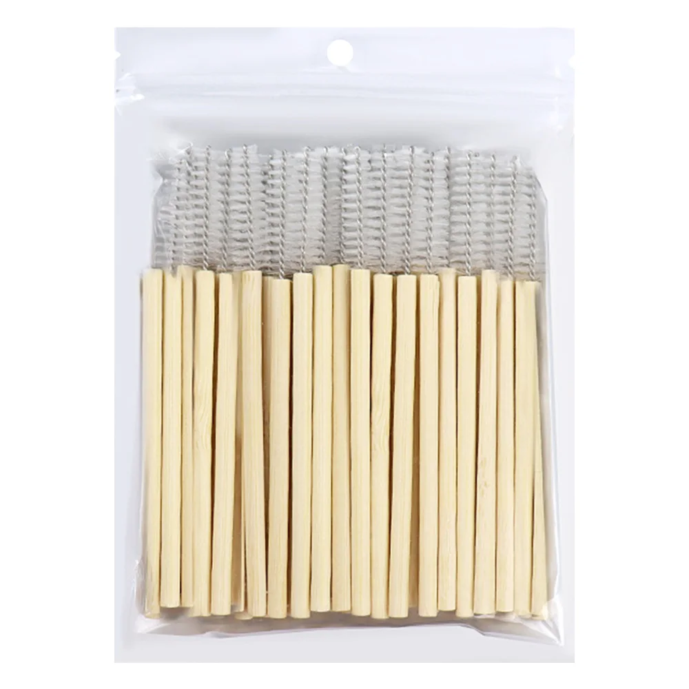 50Pcs Bamboo Handle Eyelash Brush Mascara Wands Applicators Eye Lashes Extension Brushes Eyebrow Spoolie Brushes Makeup Tool view 5