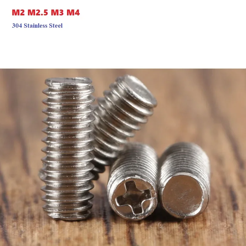 304 Stainless Steel Phillips Head Set Screw Flat Point Set Grub Screw Headless Set Screws M2 M2.5 M3 M4