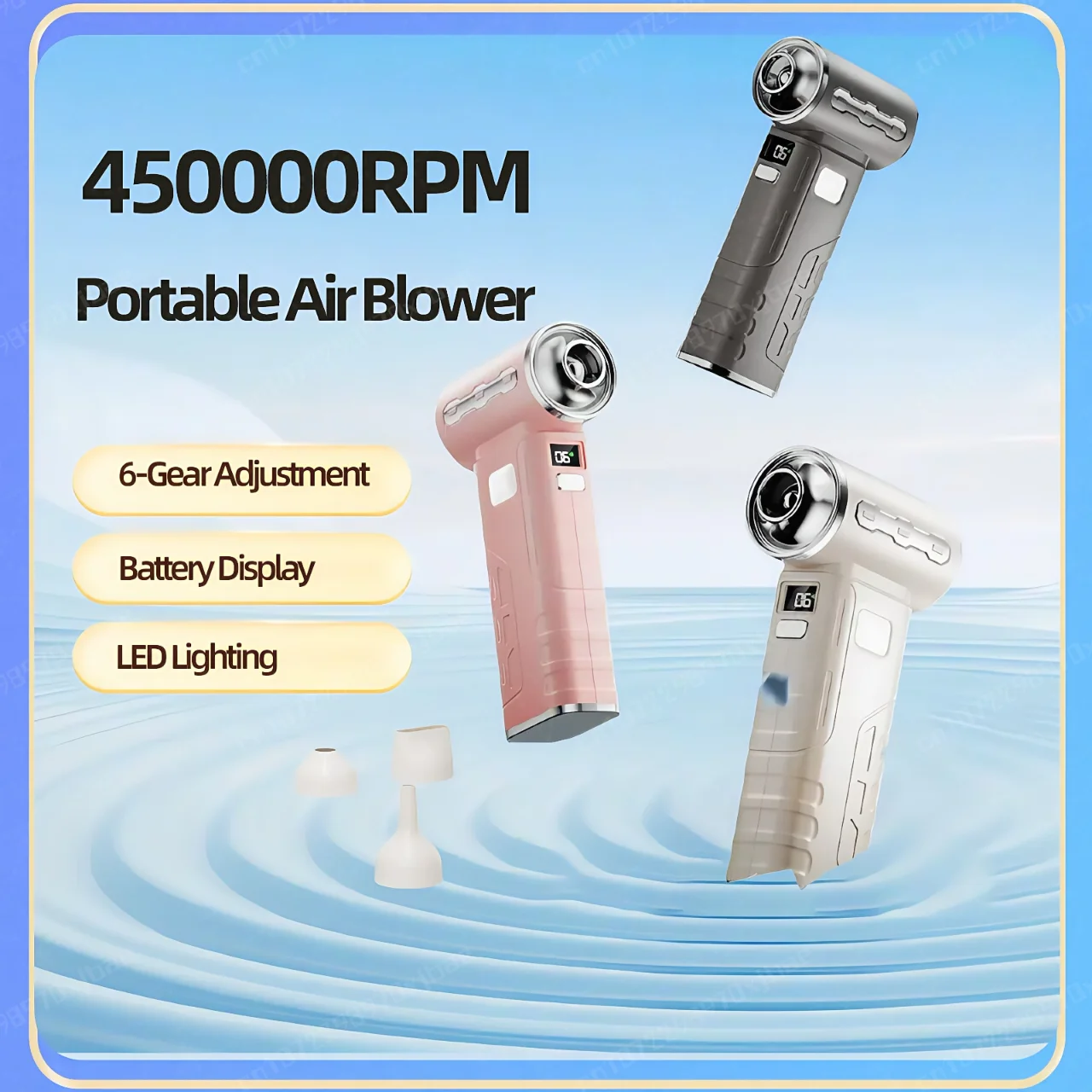

4500000RPM Portable Air Blower 6-Gear Adjustment Turbo Jet Blower LED Lighting Battery Display Cordless Compressed Air Duster