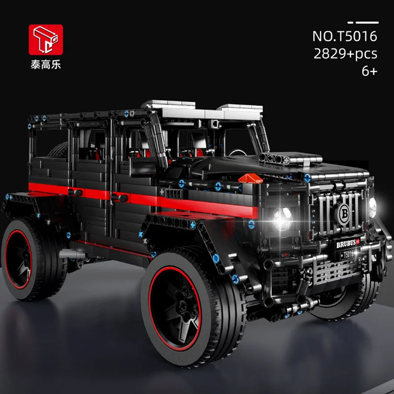 1: 8 Off road Building Blocks, Car Assembly, Boy's Toy Model Puzzle, Puzzle Puzzle, Black, Pink