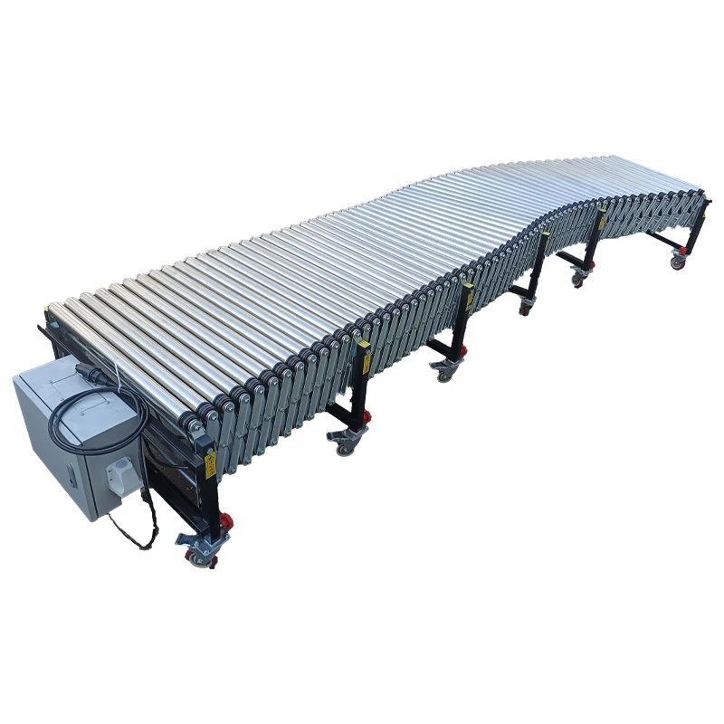 Cargo conveying power roller conveyor belt workshop transmission power telescopic roller conveyor