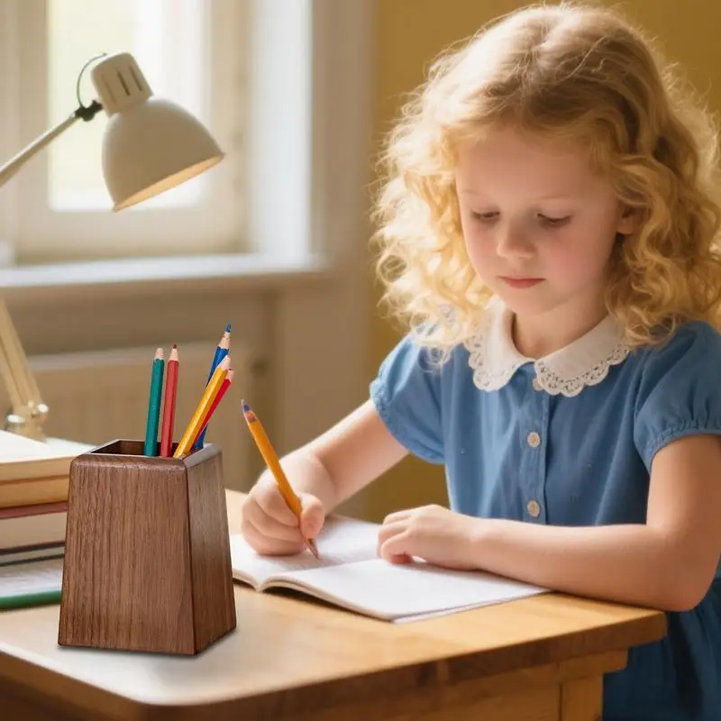 

Pen Holder For Desk Wooden Pencil Organizer For Tabletop Desktop Stationery Container With Aesthetic Design For Kids Students