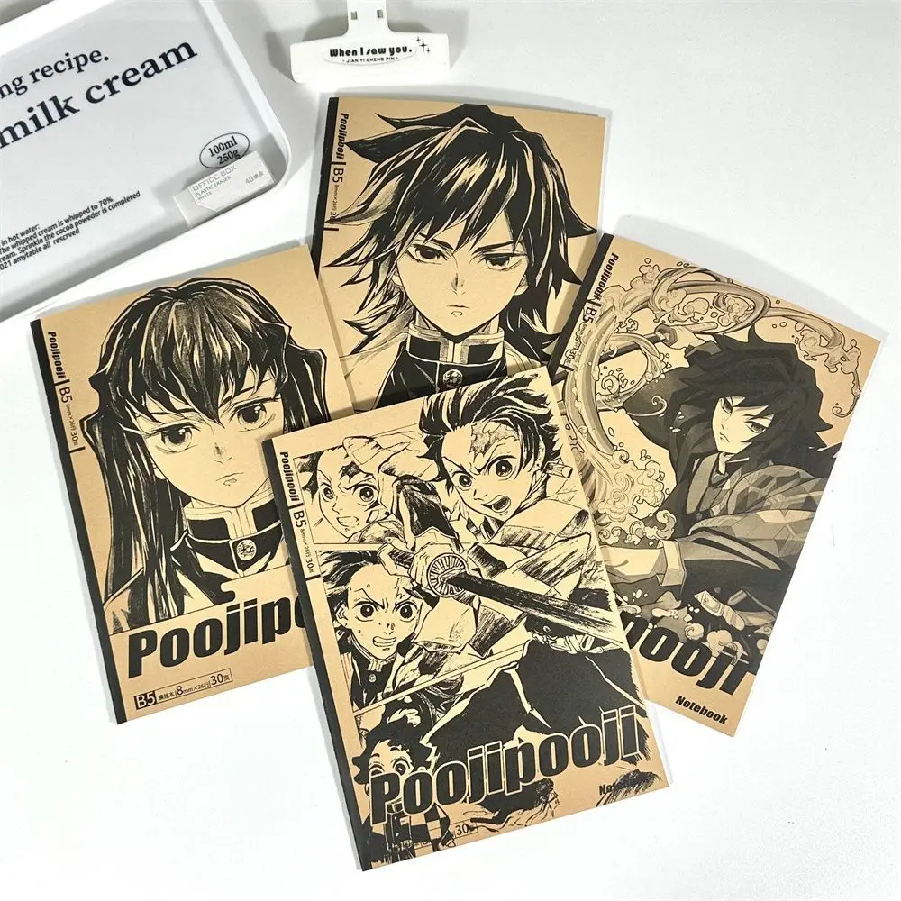 Ins style Demon Slayer B5 kraft notebook saddle stitching design anime notepad school supplies for students view 2
