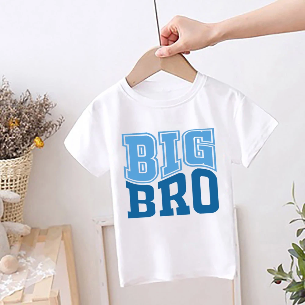 Big Bro Little Bro Print Sibling Outfit Tee Retro Family Matching Shirt Tops Big Brother Big Sister T-shirt Baby Bodysuit Romper