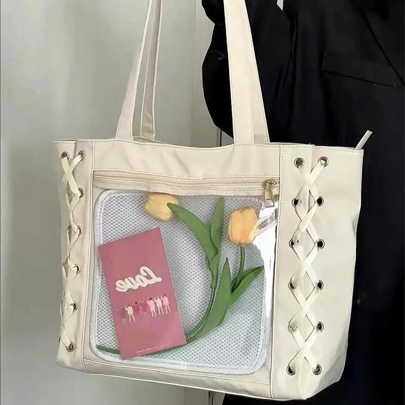 New Tote Bags Women\'s Bags Bow Transparent Cute Sweet Fashion High Capacity Handheld Bags Versatile Trend Commuter Shoulder Bags