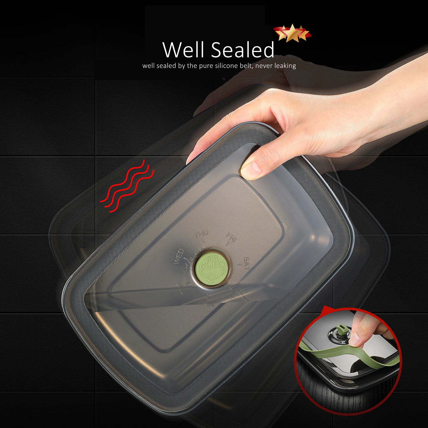 LFGB شهادة 304 الفولاذ المقاوم للصدأ المطبخ صندوق حفظ الطعام الهواء خارج طفيف فراغ هش حاوية المأكولات البحرية مختومة جيدة #6