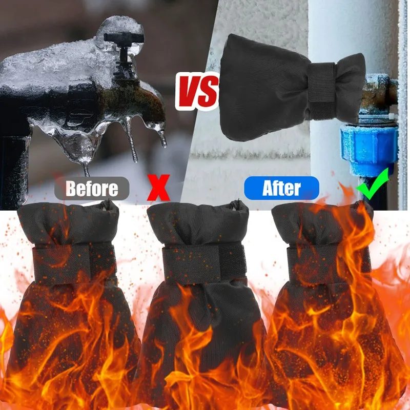 10/1x 蛇口カバー不凍液ホースビブ水栓プロテクター再利用可能な冬屋外霜黒保護カバーアクセサリー