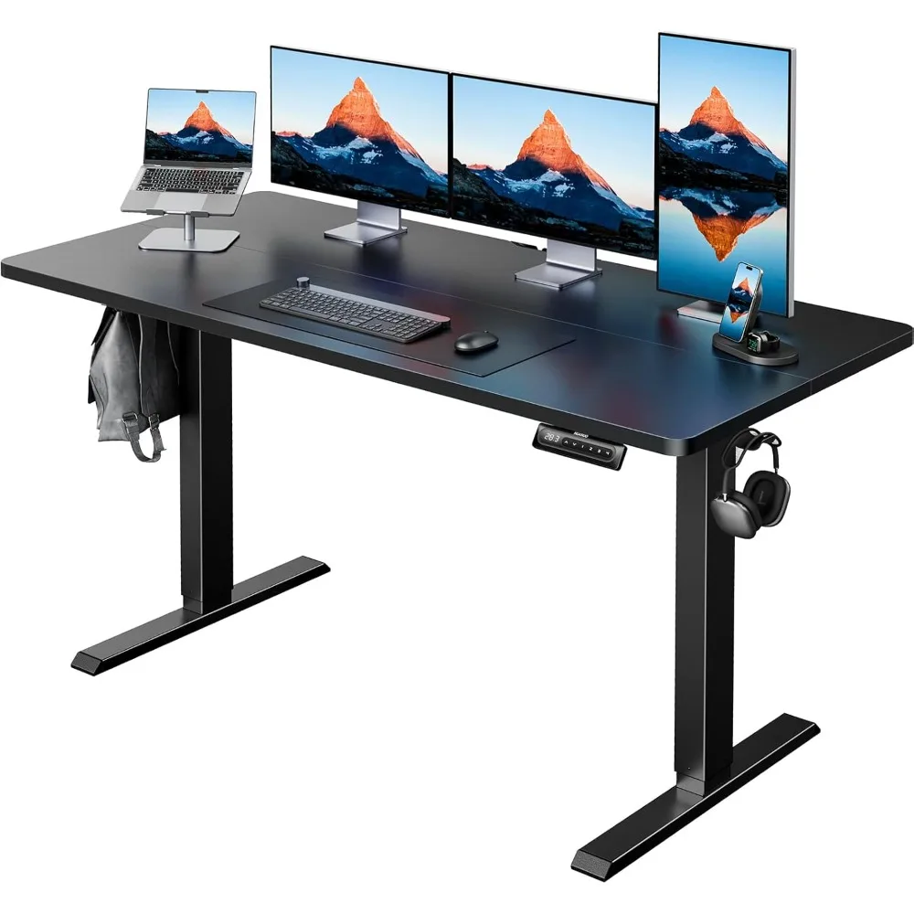 

55" x 24" Electric Standing Desk Adjustable Height, 4 Memory Height Settings, Headphone Hook, Cable Manager