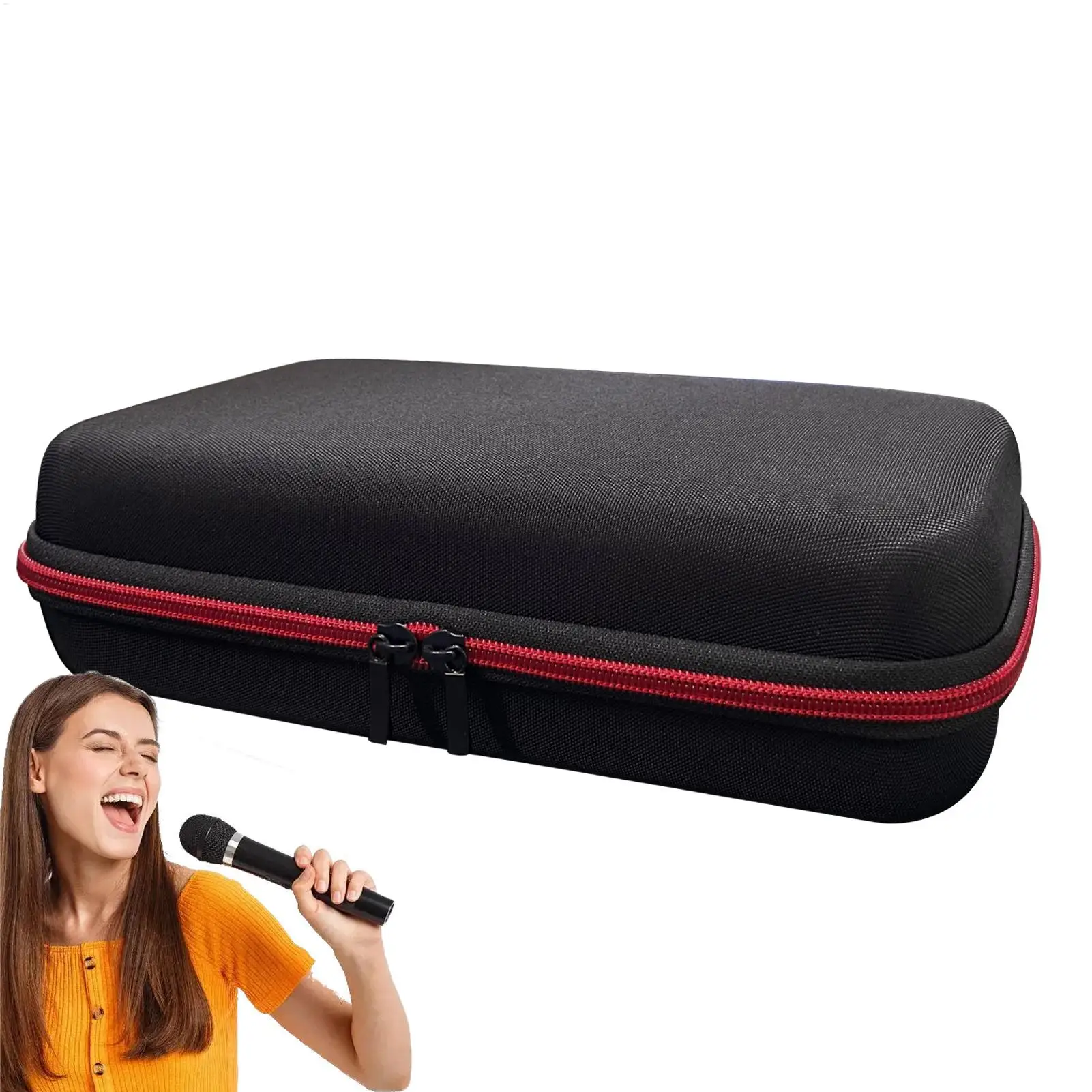 Tragbare Aufbewahrungsbox für ein bis vier drahtlose Mikrofone, wasserdichtes Hart-EVA-Mikrofon-Etui, Handtasche mit doppeltem Reißverschluss