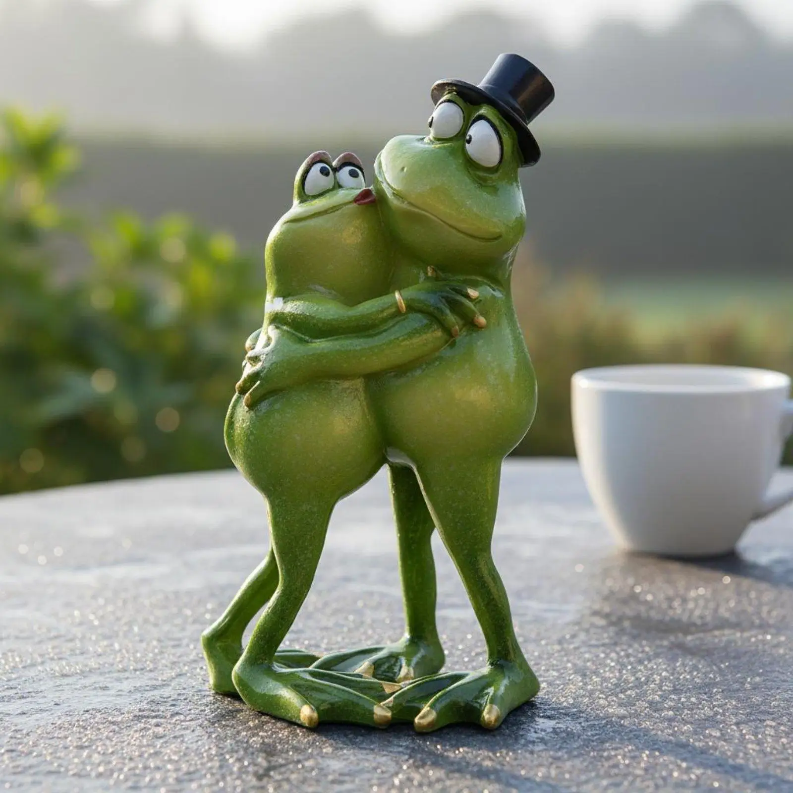 Romantic Frog Couple Resin Figurine for Home Decor Decorative Statue Garden Ornament Gift