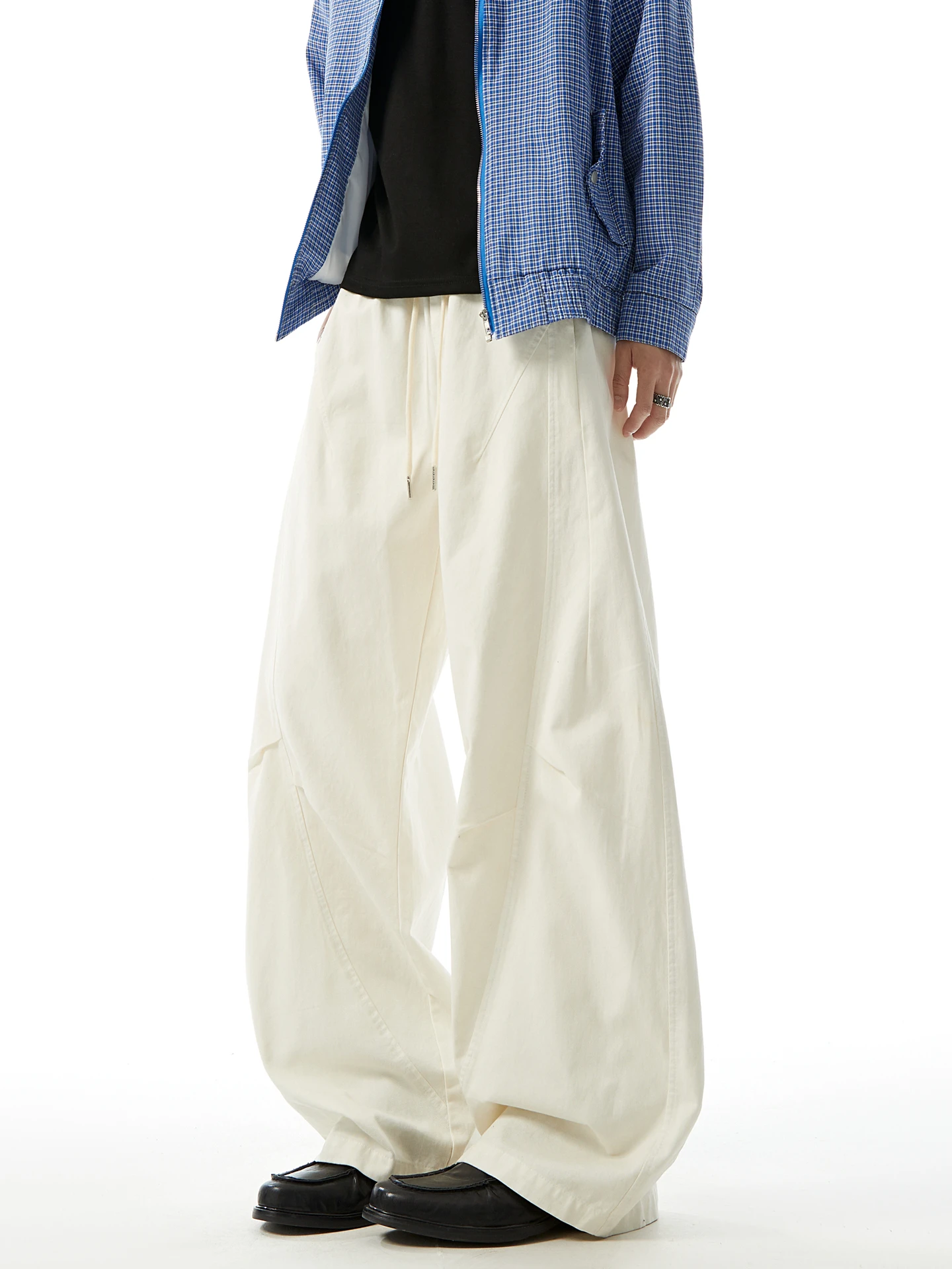 

Мужские повседневные брюки свободного кроя с асимметричными вставками, широкими штанинами и дизайном с вырезами в стиле ретро