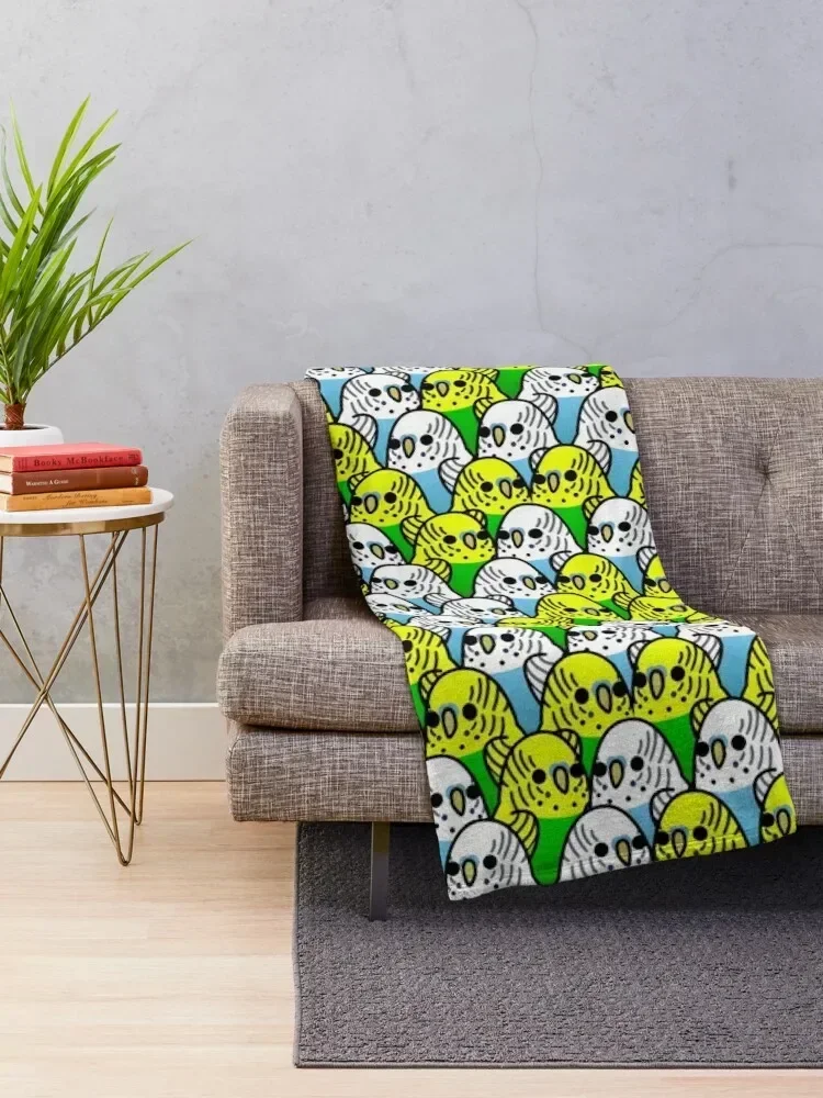 Too Many Birds! - Budgie Squad 1 Throw Blanket Beautifuls Decorative Beds warm for winter Large Blankets