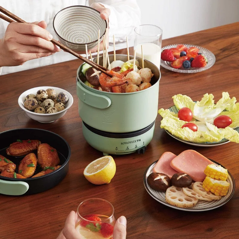 

700 Вт складная электрическая плита для путешествий, многофункциональная кастрюля, электрическая кастрюля для общежития, 4 шестерни, сковорода с антипригарным покрытием, кухонные инструменты, 1,7 л