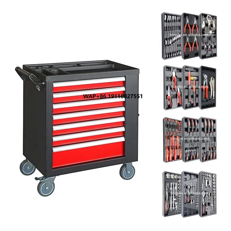 High Quality Multi-function Metal Drawer Tool Trolley Box with Tool Sets for Car Repair
