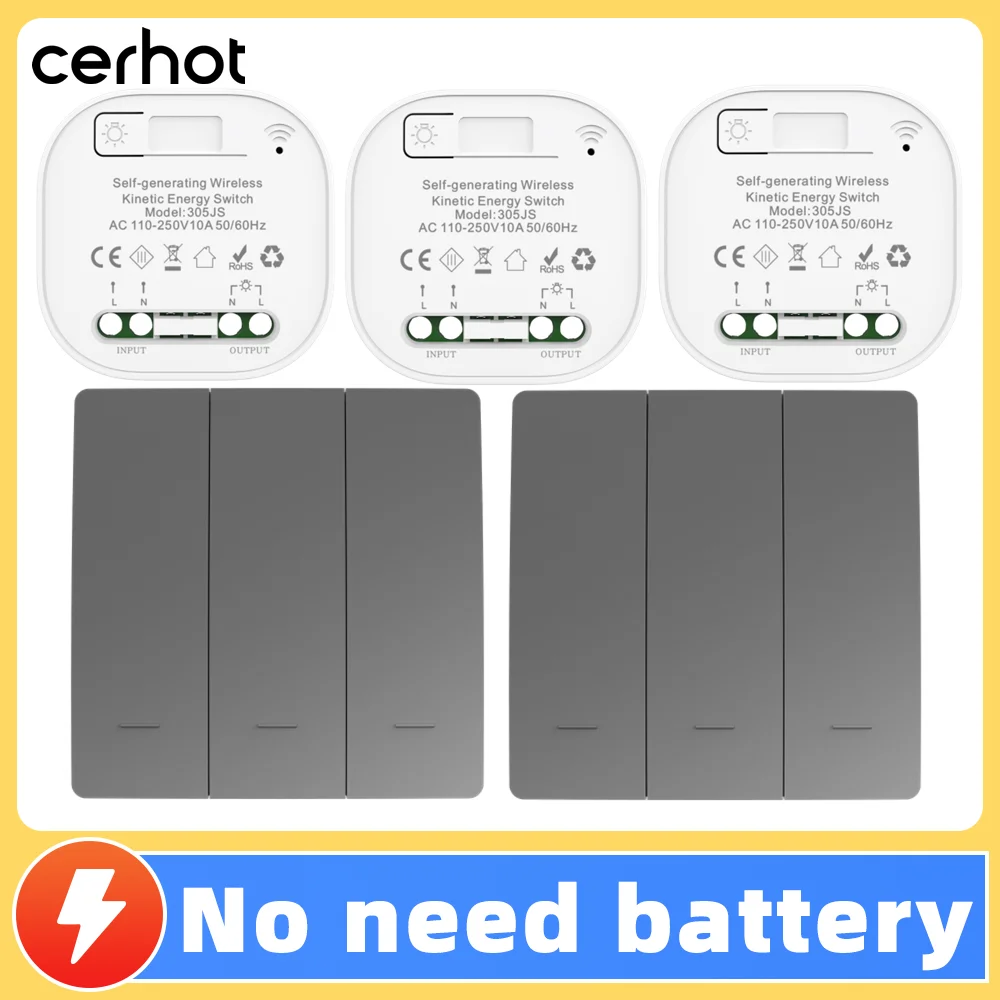 

Cerhot умный дом серый беспроводной переключатель с автономным питанием для освещения комплект кинетических переключателей дистанционные выключатели света беспроводная кнопка
