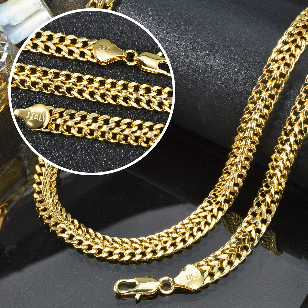 Double Row Cuban Link Jewelry Set Gold Plated Thick Chain Necklace Bracelet Kit Jewelry Street Wear Casual Ornament Present