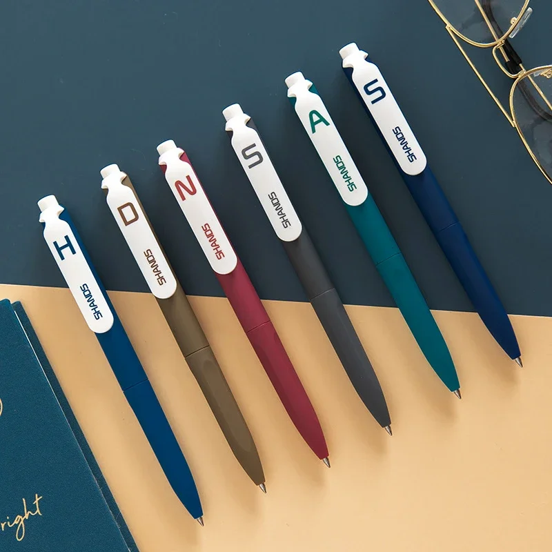 

6 Pcs Cute Retro pressing large capacity gel pen Simple Writing Gel Pen Office School Supplies Stationery Kids Student Children