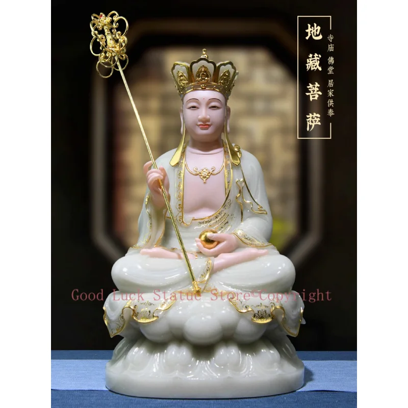 Best choice High grade gilding jade ksitigarbha Dizang pusa Buddha statue HOME family protection safety Healthy altar worship