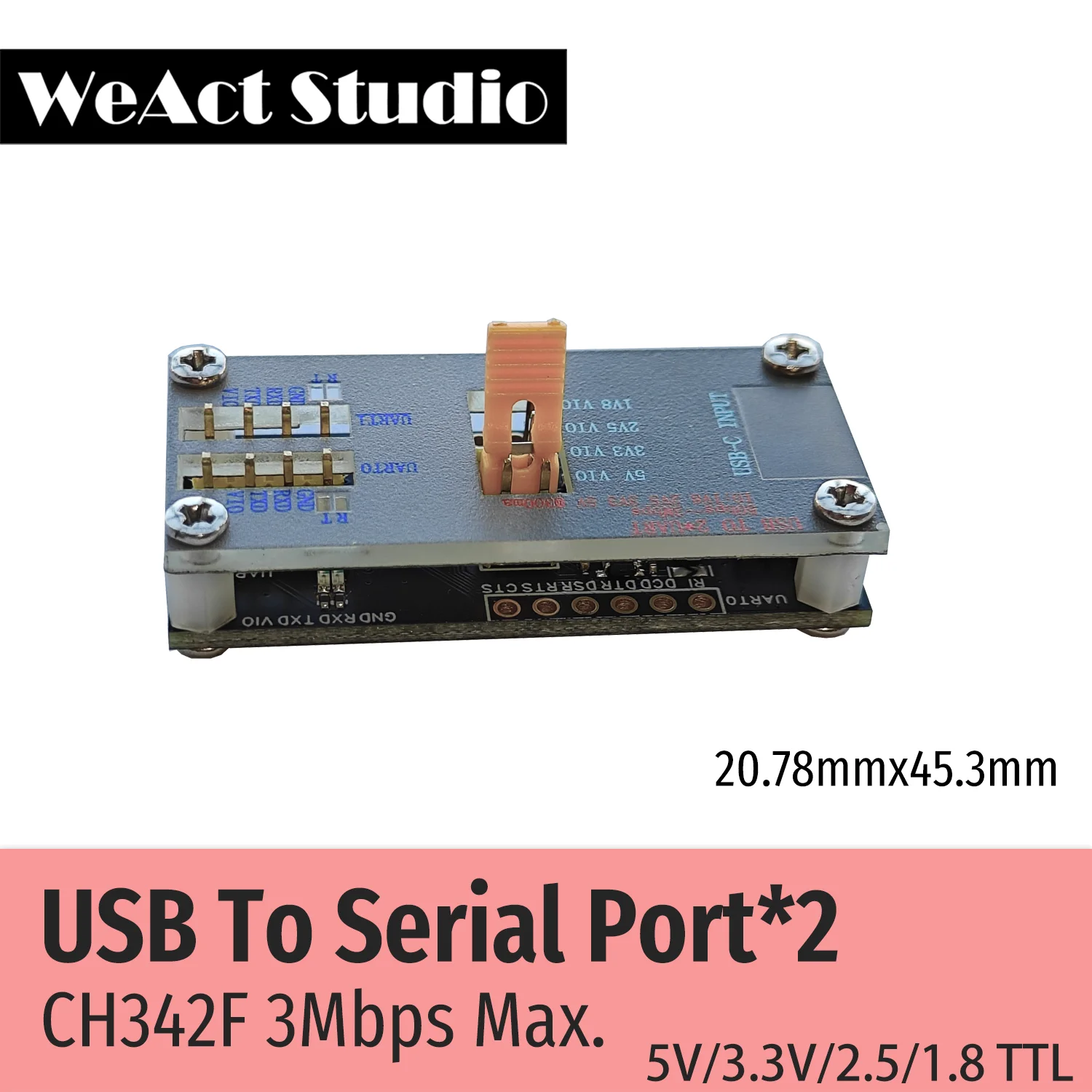 WeAct CH342F USB to 2-way TTL Serial Module Supports 1V8 2V5 3V3 5V Power  3Mbps Max
