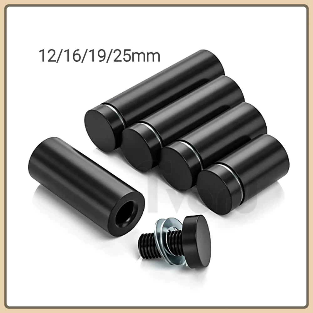 Black Stainless Steel Advertising Standoffs Pin Nails Billboard Fixing Screws Hardware Nail Glass Fasteners 12/16/19/25mm