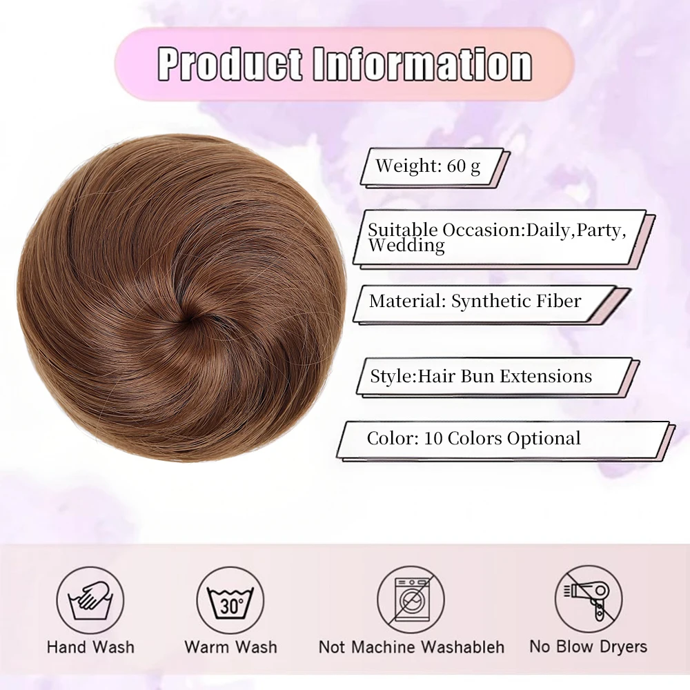 Synthetic Drawstring Hair Bun Hair Pieces for Women Daily Wear Lady Updo Donut Chignon Hairpiece Fake Ballet Bun