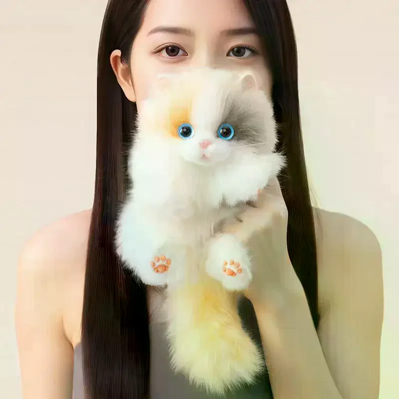 Bonito gato de pelúcia boneca pingente chaveiro menina mochila boneca pingente simulado animal brinquedo de pelúcia casal saco pendurado presente decorativo