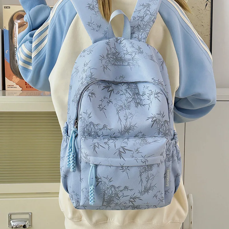 Ins Niche College Style Star Backpack for Female Students Korean Version Large Capacity Backpack Forest Series Simple Backpack