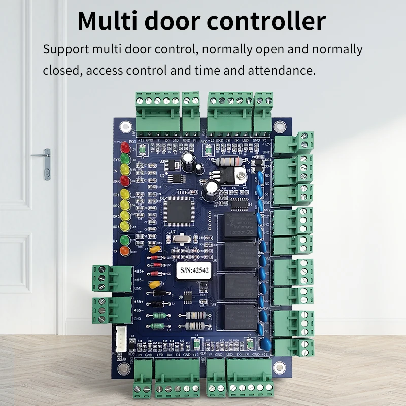 RS485 Access Control Controller,4-Door Access Control Panel, Anti-Passback, Wiegand26, Multi-Card Open, Remote Open,Fire Linkage