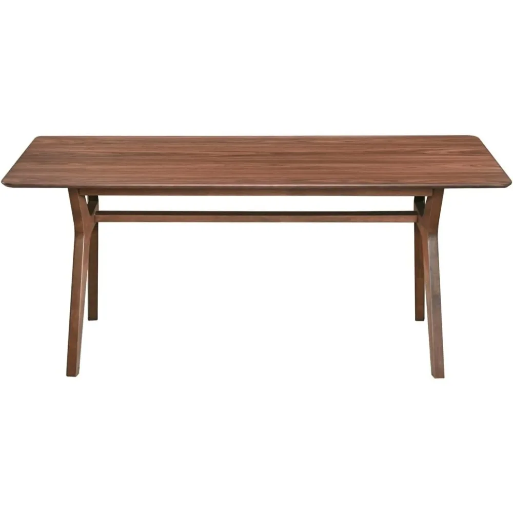 Dining Table for 4-8, Table Only, 71x35 Extra Large, Rectangular Shape, Walnut Veneer Top, Solid Wood Frame, Softly