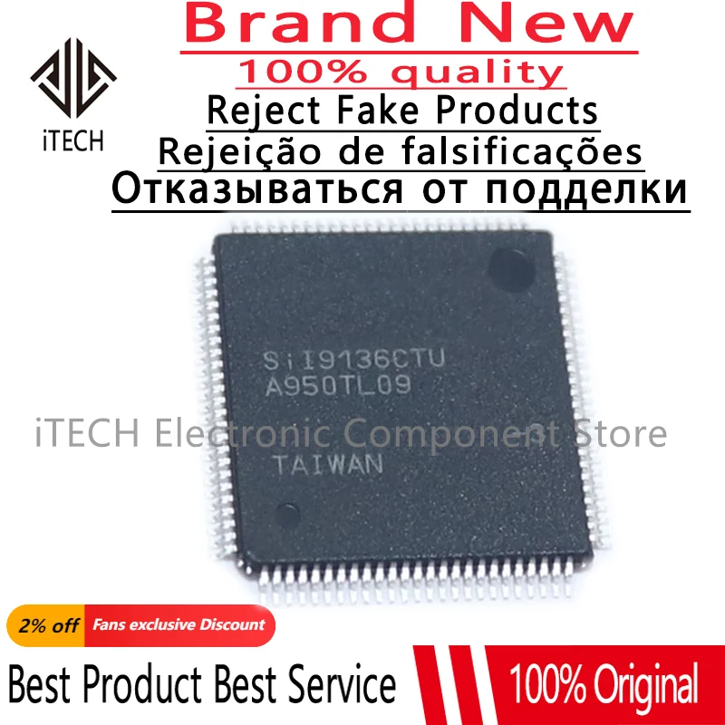 2-10Pcs 100% New SII9136CTU-3 SII9136CTU SII9136 TQFP-100 TQFP100 Brand New Original Chips Ic