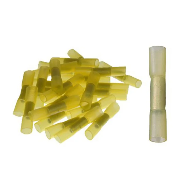 

100Pcs Heat Shrink Waterproof Crimp Connectors Butt Wire Yellow 0.1-0.5mm Dual Wall Crimp Terminals Heat Shrink Connectors