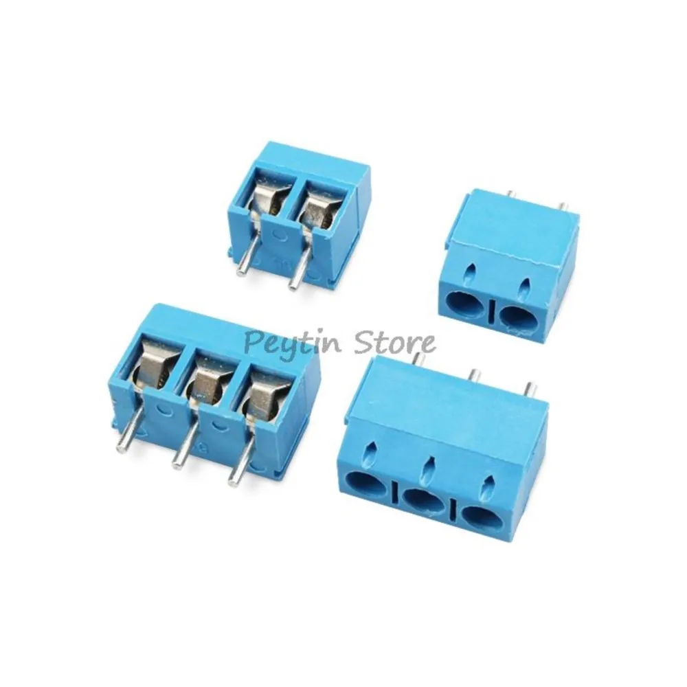 5Pcs KF300-2P 3P Spacing 5.0mm Screw Type PCB Terminal Block Blue 300V 16A