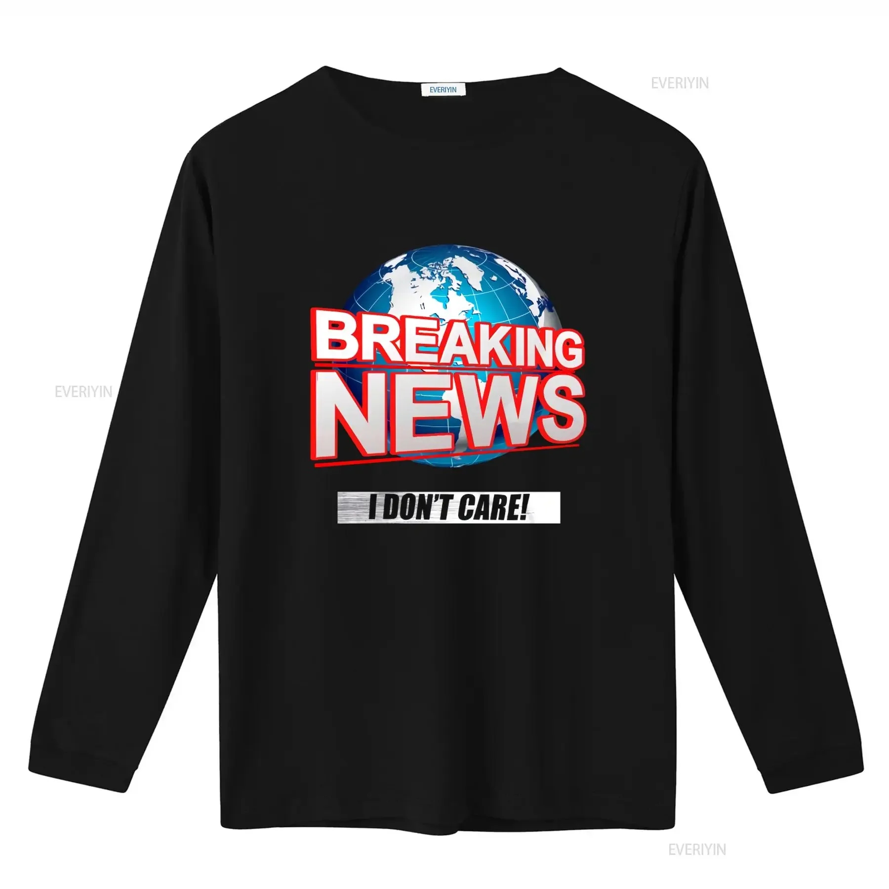 Breaking News Mens T shirt I Don't Care Statement Print for Trendy Fashion Lovers vintage Washed Casual Soft Comfortable