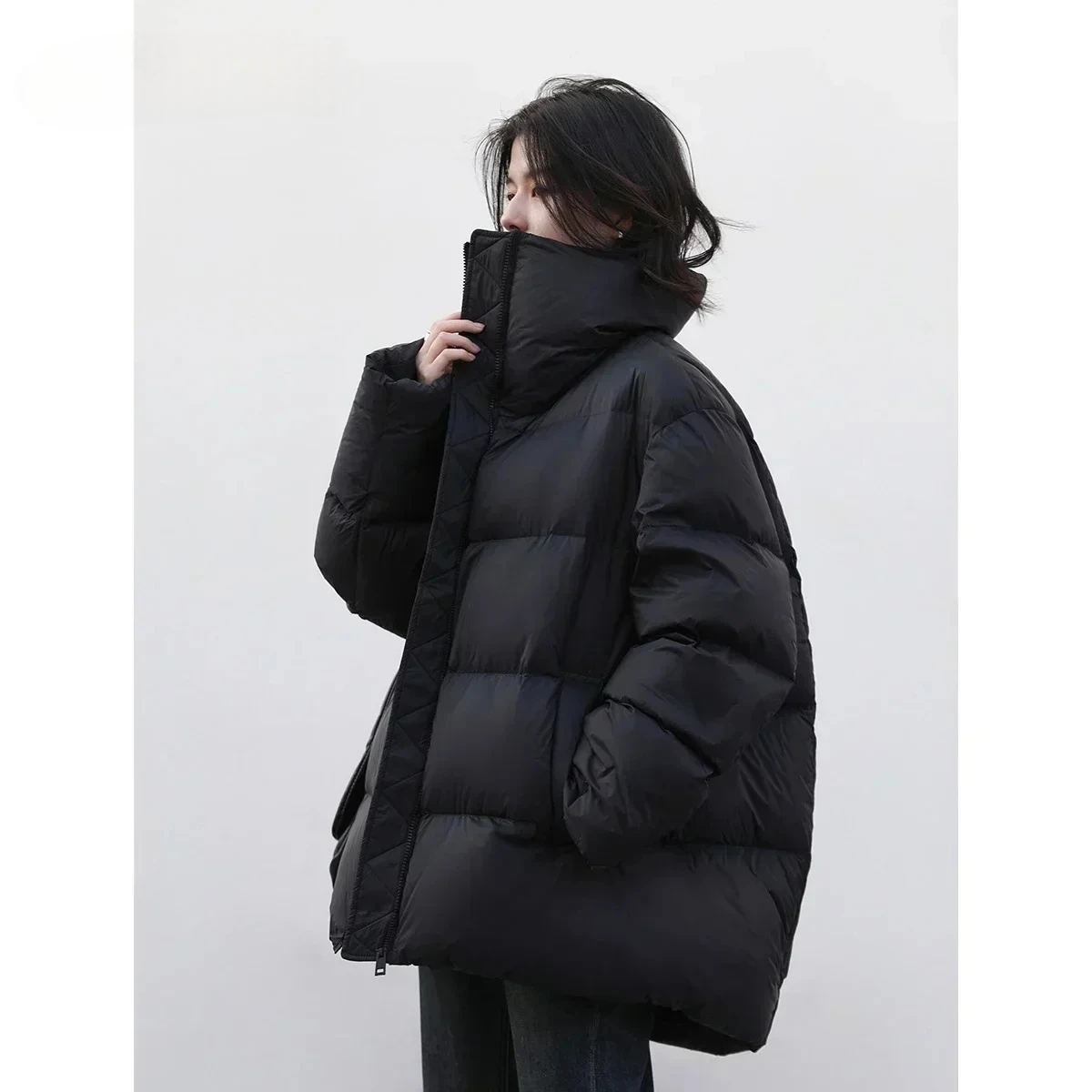 2027 Women Down Coats Long Sleeve New Soft Solid Lightweight Bread Down Jacket Female Warm Coat Lapel Outerwear Winter