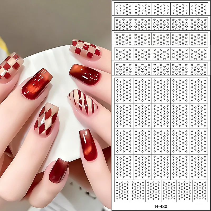 1 Sheet Nail Art Hollow Out Sticker Star Butterfly Love Adhesive Template Stamp Stickers Nail Art Decoration Charm Nail Decals