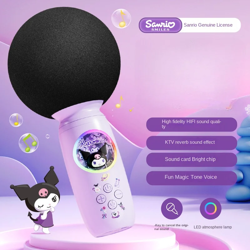 Sanrio Bluetooth Karaoke Machine Portable Speaker System Wireless Bluetooth Microphone With Light Machine Home Family Singing