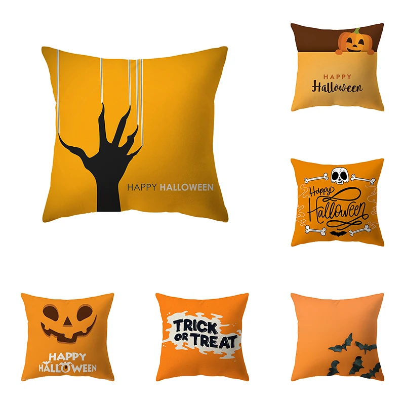 

Devil Pumpkin Throw Pillow Cover Halloween Theme Sofa Chair Bed Cushion Home Decor