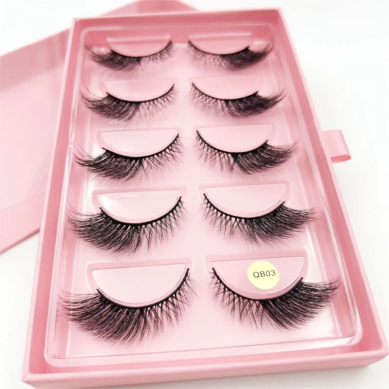 5 pairs /Boxes Cat Eye contour faux mink Fox Eyelash Dramatic Fake Eyelashes with Personalized