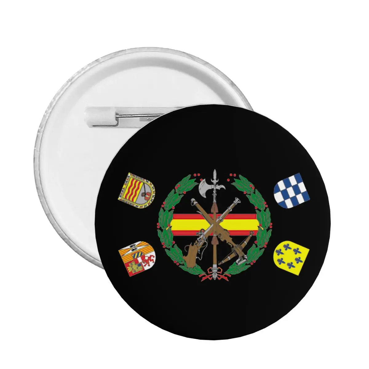 Spanish Legion Round Button Pin for Bags Customizable Spain Coat of Arms Pinback Badge Brooch