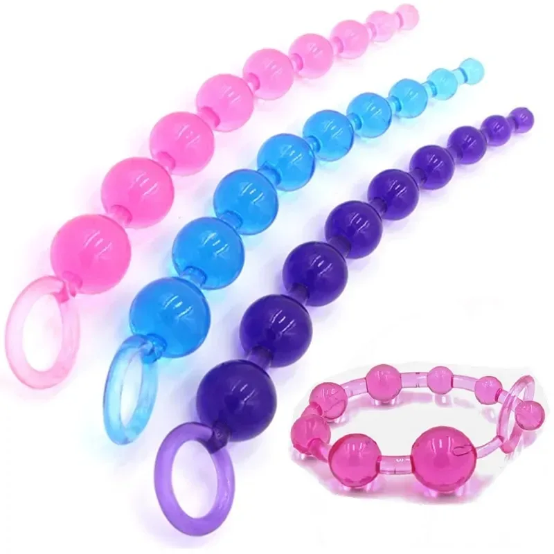 Soft Silicone Buttplug Sex Toys para homens e mulheres, bola de estimulação prostática, Butt Bead, Buttplug Pull, bola, 10 contas