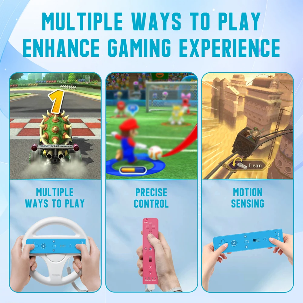 For wii remote motion plus Nintendo Wii/Wii U Joystick 2 in 1 Wireless Gamepad Controller Set with Silicone Case Video Game