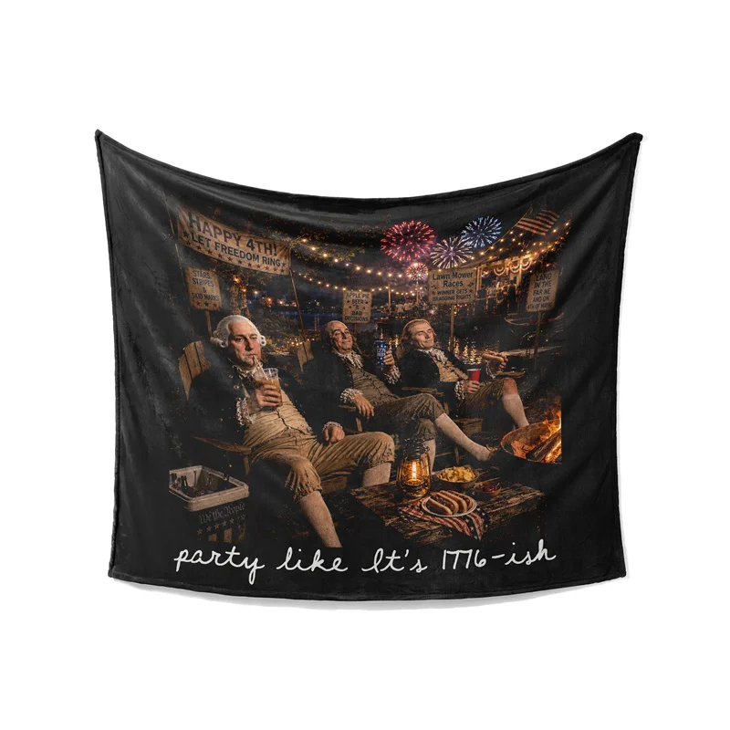 Aertemisi Party Like It's 1776-ish Funny Founding Fathers Throw Blanket Patriotic Meme Soft Fleece Blanket for Couch Bedroom