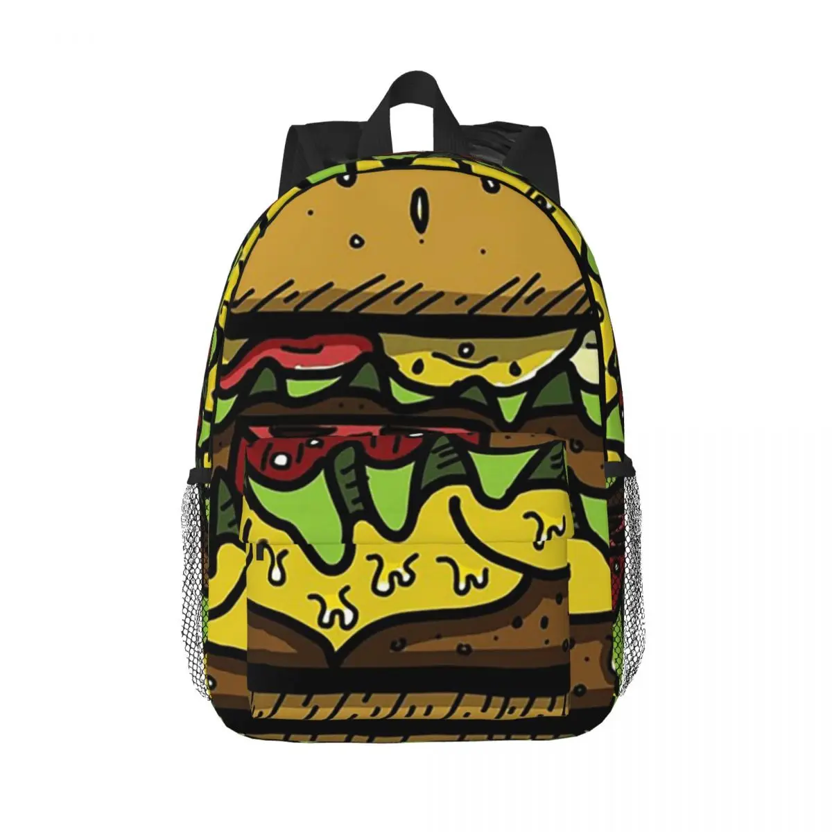 Double Decker Burger Backpack Daypack Large Capacity Boys Girls BookBag Shoulder Bags for Men Women Children School Bag