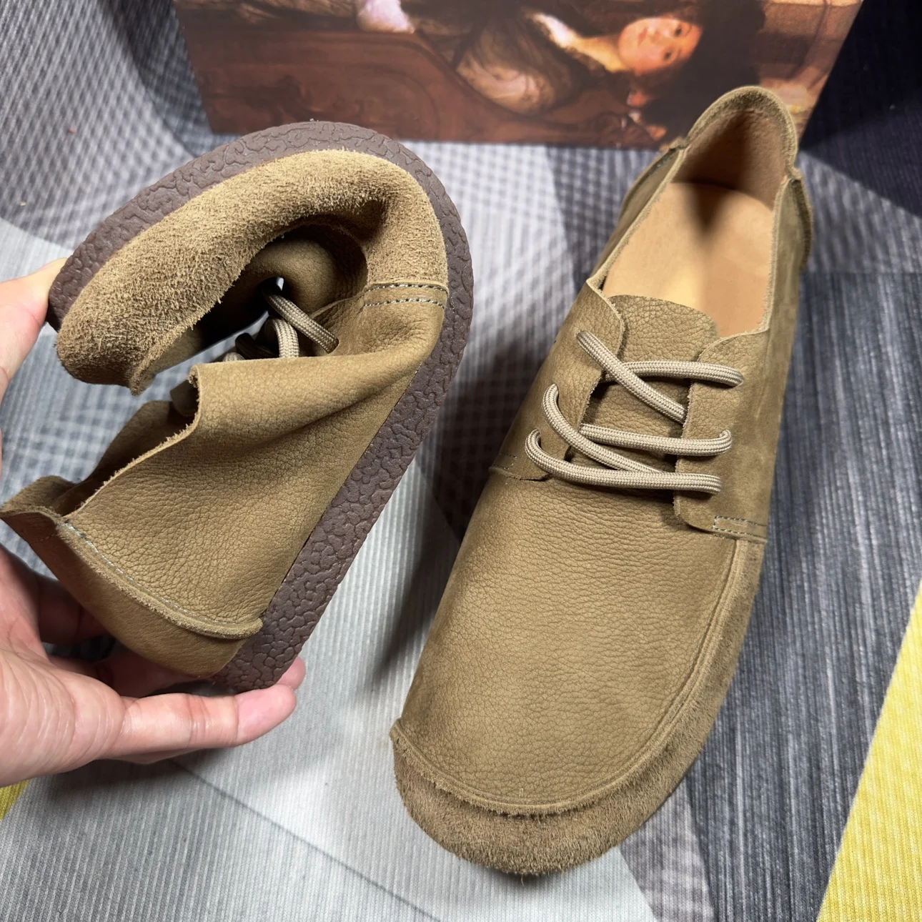 

Breathable Handmade Genuine Leather Men's Casual oes Retro Versatile Soft Bot Bean Bean oes Spring Summer New Sle