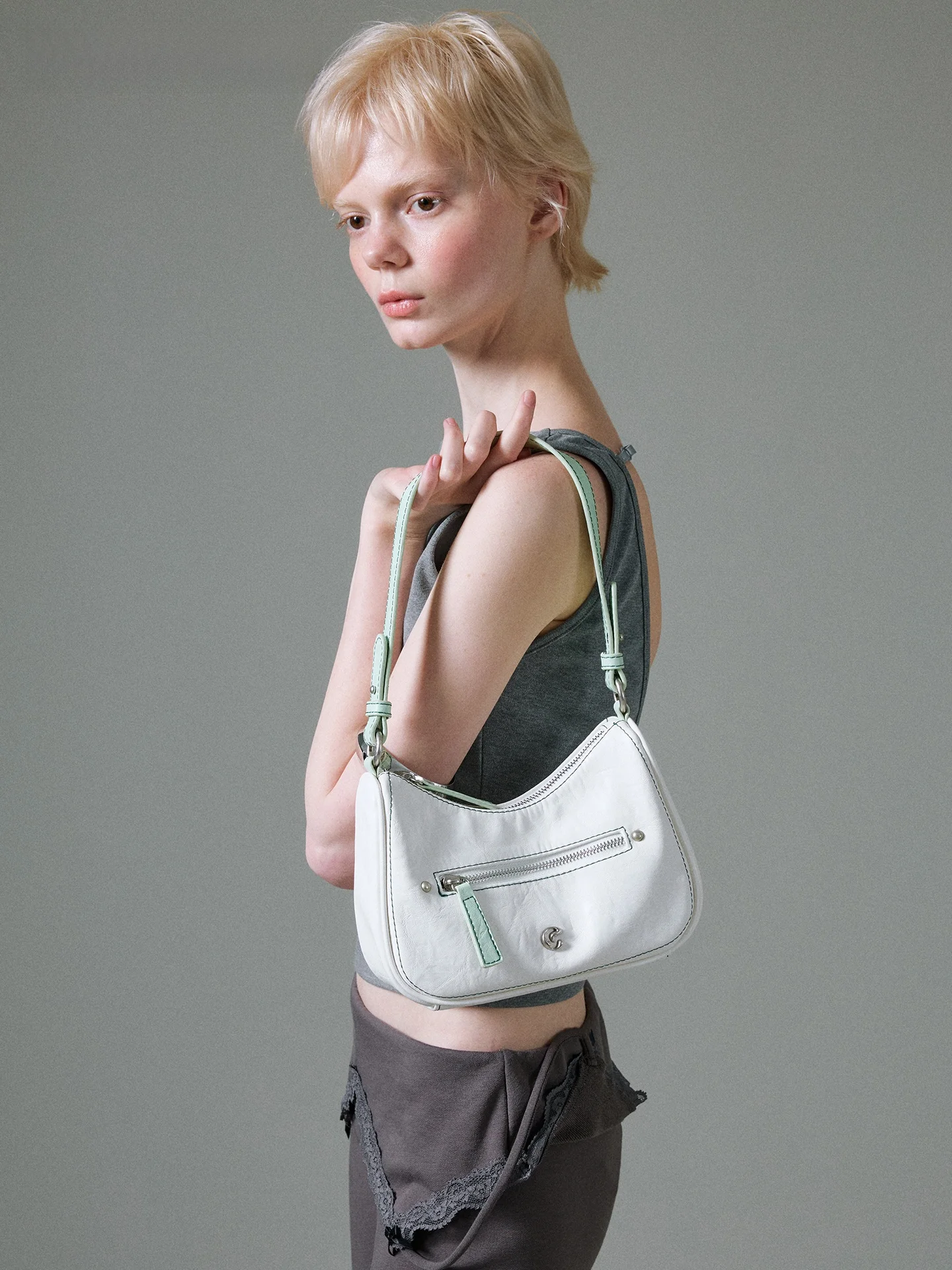 JACD White Underarm Bag Women's Commuter Handbag Shoulder Crossbody Bag Fashionable Summer New Style Handbag