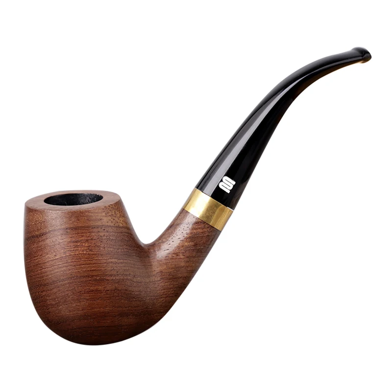 

MUXIANG Handmade Rosewood Tobacco Pipe Bent Stem uses 9mm Filter Smooth Smoking Gift Box with 10 Pipe Accessories
